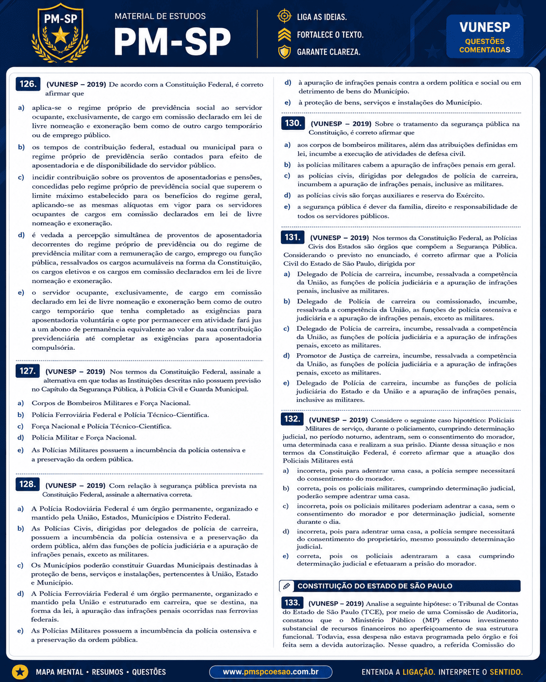 Amostra de simulado de Informática PM-SP 2026