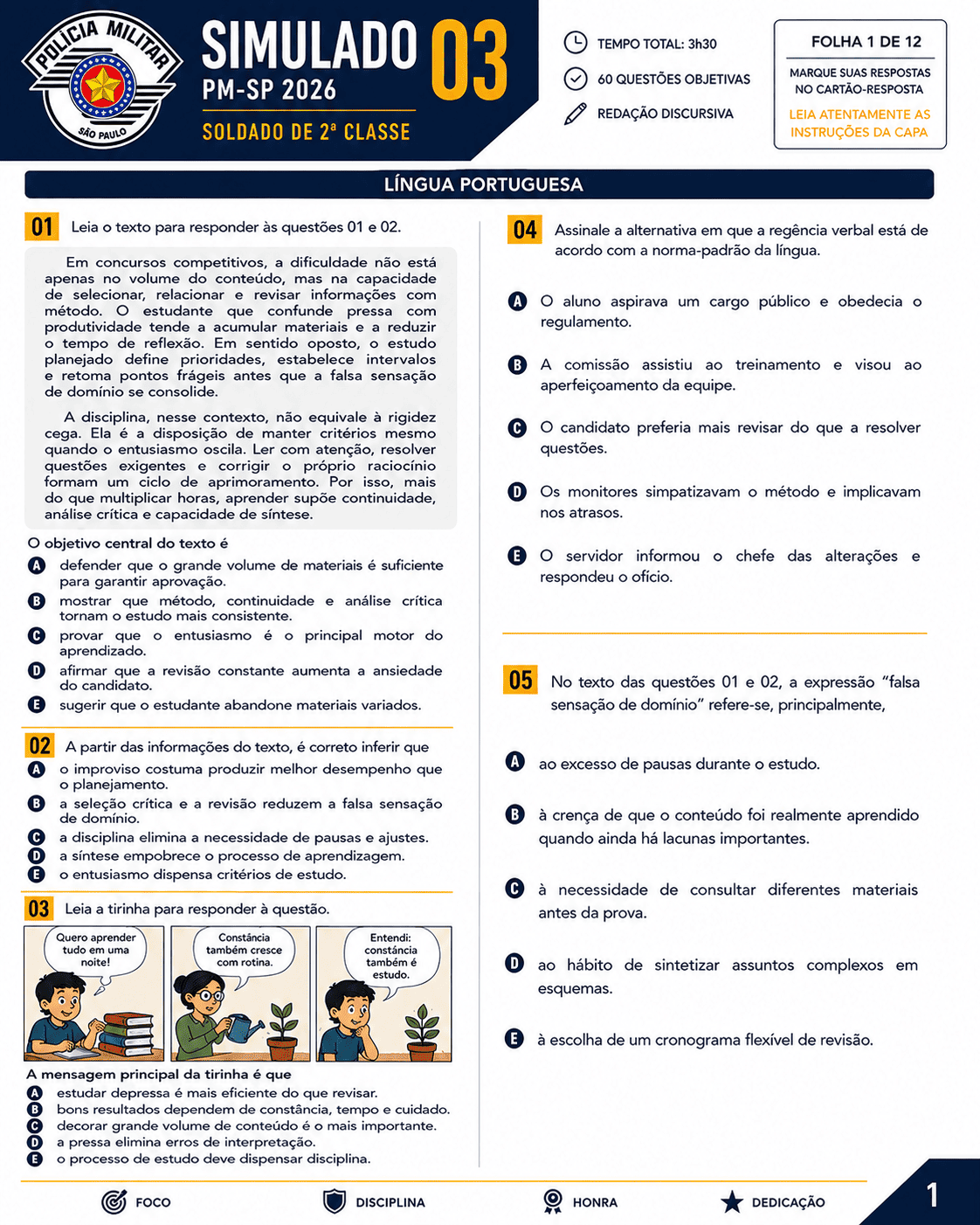 Amostra de simulado de Informática PM-SP 2026